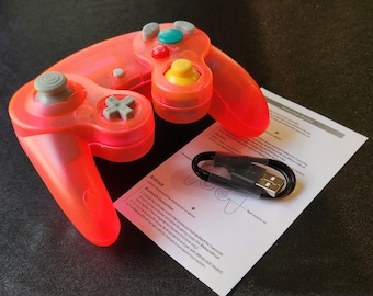 Custom 8BitDo GameCube Style Wireless Controller – Translucent Red Orange, Hall Effect Sticks