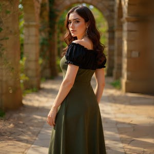 Renaissance Cotton Dress: Off-Shoulder Lace-Up Corset Gown