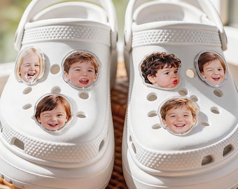 Breloques photo personnalisées pour chaussures/sabots, breloques personnalisées pour le visage, breloques photo croco pour animaux de compagnie/bébé, décorations de chaussures