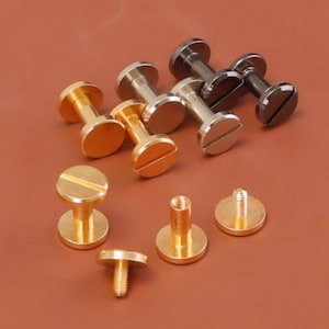 Decorative Brass Chicago Screws, 4mm-10mm Flat Chicago Screws, Chicago Screw Posts for DIY Leatherworking