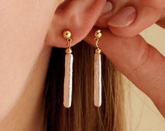 Baroque Freshwater Pearl Earrings, Dainty Dropped Pearl Earrings, Wedding Jewellery, Bridesmaid Earrings, Birthday Gifts, Gift For Her