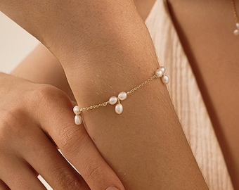 Natural Freshwater Pearl Necklace, Dainty Real Pearl Bead Necklace, Wedding Bridal Jewelry, Anniversary Gift, Bridesmaid Gift,Christmas Gift