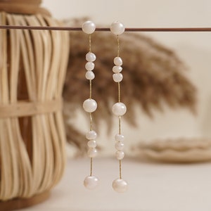 Real Natural Baroque Pearl Earrings, Wedding Earrings, Gold Pearl Earrings, Pearl Dangle Earrings, Bridal Earrings, Bridesmaid Gift for Her