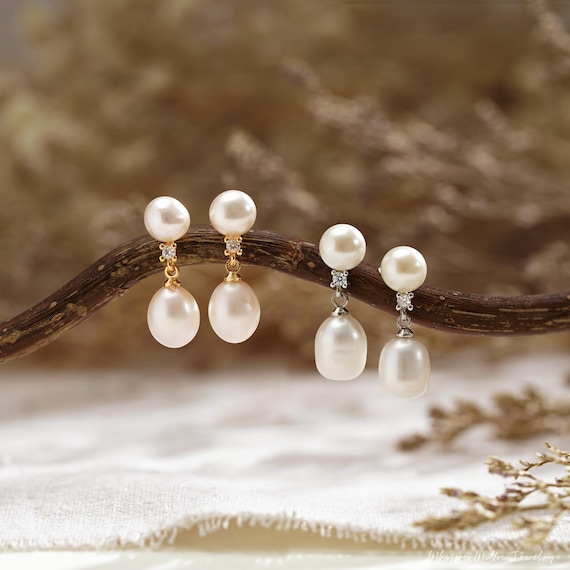 Boucles D'oreilles En Argent 925 Avec Perles D'eau Douce - Neuf Avec étiquettes - Cadeau Femme