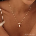 Natural Freshwater Pearl Necklace, Minimalist Necklace with Diamond, Bridal Necklace, Wedding Necklace, Bridesmaid Gifts, Christmas Gifts