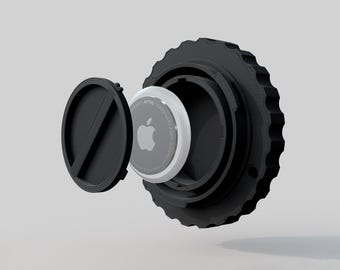 Tampa para corpo de câmera com suporte AirTag oculto: para Sony, Fuji, Canon, Nikon - Impressa em 3D