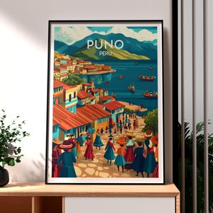 Puno Poster - Puno Art - Peru Travel Print - Peru Wall Art - Lake Titicaca Print - Peru Backpacking Poster - South America Art - Peru Print