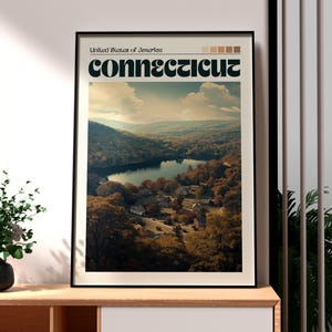 Impresión de Connecticut - Arte mural de Connecticut - Póster del estado de EE. UU. - Arte mural de EE. UU. - Regalo para viajeros - Impresión de viaje a EE. UU. - New Haven, Connecticut