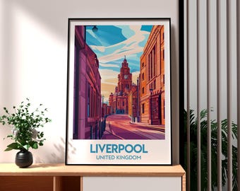 Liverpool Cityscape Print: Modern UK Travel Poster
