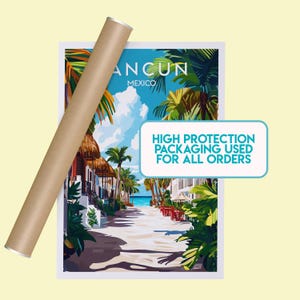 a piece of paper with a picture of a beach and palm trees