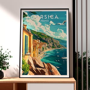 Corsica Poster - France Wall Art - Corsica Island Poster - France Travel Print - Paris Poster - France Travel Print - France Coastal Art