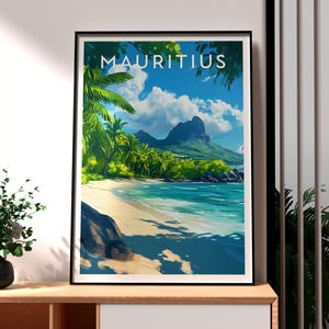 Mauritius Beach Print: Tropical Island Travel Poster