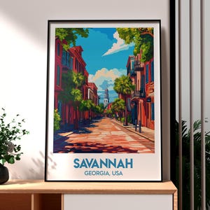 Impresión de Savannah - Arte mural de Georgia - Póster del estado de Georgia - Arte mural de EE. UU. - Regalo para viajeros - Impresión del estado de EE. UU. - Póster de Savannah, Georgia, EE. UU.