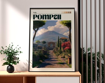 Pompeii Travel Poster: Mount Vesuvius, Italy Wall Art