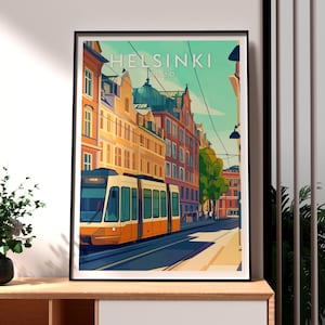 Helsinki Print - Helsinki Wall Art - Finland Poster - Travel Wall Art - Finland Print - Helsinki Canal - Northern Lights - Finland City Art