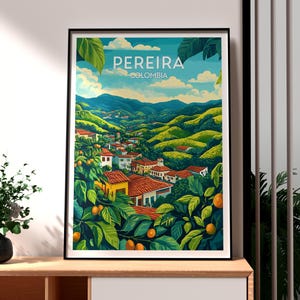 Pereira Poster - Colombia Coffee - Colombia Travel Print - Colombia Wall Art - Pereira Travel Print - Backpacking Poster - South America Art