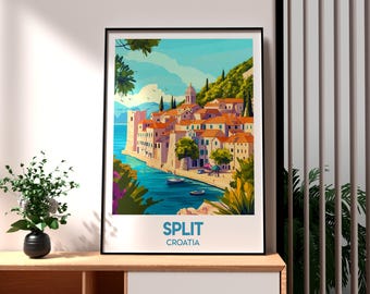 Split Croatia Art Print: Travel Poster, Old Town Wall Decor