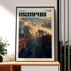 Impresión de Memphis - Arte mural de Tennessee - Póster de un estado de EE. UU. - Póster de música country - Impresión de viajes por EE. UU. - Impresión de la ciudad de Memphis - Póster de Tennessee