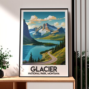 Glacier National Park Print - Montana Wall Art - Glacier National Park Poster - USA Wall Art - Gift for Traveller - USA Travel Print
