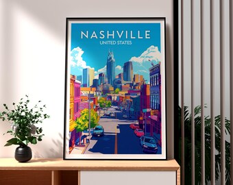 Nashville Tennessee Travel Poster: Modern City Art Print