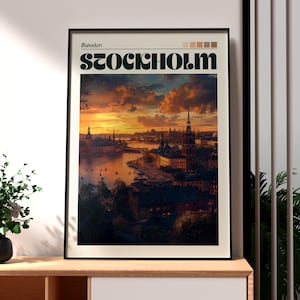 Stockholm Print - Sweden Wall Art - Stockholm Travel Art - Sweden Poster - Stockholm Old Town - Sweden Travel Print - Stockholm River Art