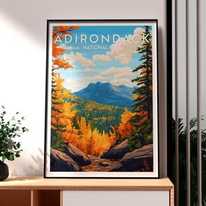 Impresión del Parque Nacional Adirondack - Arte mural de Nueva York - Póster de un estado de EE. UU. - Arte mural de EE. UU. - Regalo para viajeros - Impresión de viaje - Parque Nacional de EE. UU.