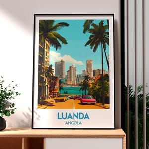 Póster de Luanda - Impresión de Angola - Arte mural de viajes a Luanda - Arte de viajes a África - Arte de Angola - Póster de vida silvestre africana - Arte mural de la ciudad de Luanda