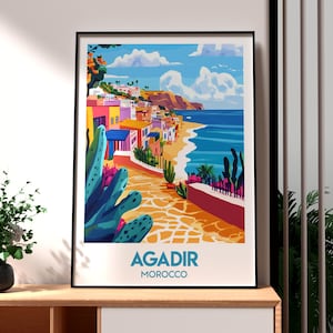 Agadir Print - Agadir Wall Art - Marokko poster - reizen muur kunst - Marokko reizen poster - Atlasgebergte poster - Afrika stad kunst