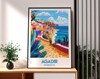 Agadir Morocco Print: Travel Poster, Africa City Art