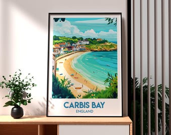Carbis Bay Art Print: Cornwall Coast, England Travel Poster