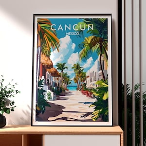 Stampa di Cancun - Arte murale di Cancun, Messico - Poster della spiaggia di Cancun - Arte murale di viaggio - Poster di viaggio in Messico - Arte delle vacanze di primavera - Arte di viaggio di Cancun