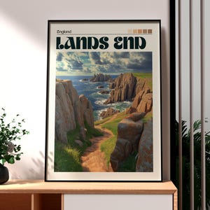 Lands End Print - Cornwall Wall Art -  England Beach Poster - Travel Wall Art - Penzance Poster - Penzance Art - UK AONB Poster - Nature UK