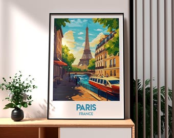 Eiffel Tower Paris Print: France City Travel Poster