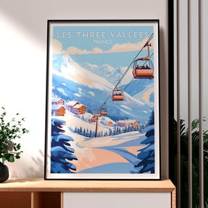 Les Three Vallees - The Three Valleys Poster - French Alps Poster - Skiing Poster - France Skiing - Val Thorens - Meribel - Courchevel