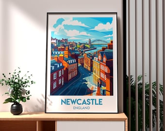 Newcastle Print: Tyne Bridge, UK City Travel Poster