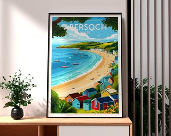 Abersoch Wales Print: Coastal Beach Art Poster