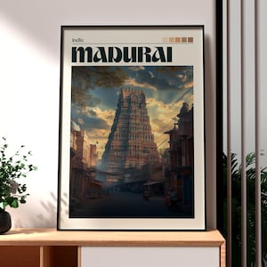 Madurai Travel Print - India Wall Art - India Art - Madurai Poster - Madurai Gopurams - India Print - Gift for Traveller - Gateway Towers