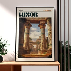 Luxor Poster - Egypt Travel Poster - The Pyramids Art - Egypt Print - Luxor City Print - Egypt Wall Art - Egypt Poster - The River Nile Art