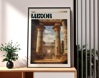 Luxor Egypt Travel Poster: Pyramids & Nile Art Print
