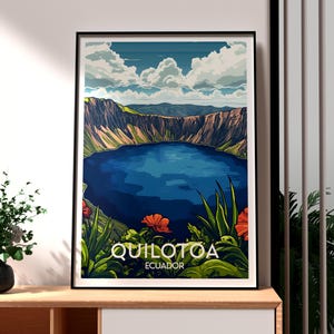 Quilotoa Lake Poster - Ecuador Art - Ecuador Travel Print - Quilotoa Wall Art - Ecuador Travel Print - Backpacking Poster - South America