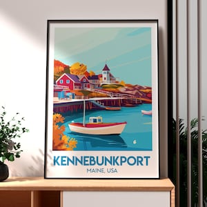 Impresión de Kennebunkport - Arte mural de Maine - Póster de un estado de EE. UU. - Arte mural de EE. UU. - Regalo para viajeros - Impresión de viajes a EE. UU. - Impresión de Kennebunkport, Maine