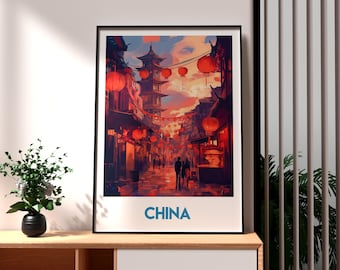 China Travel Poster: Chinese Temple Wall Art