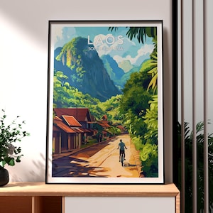 Laos Travel Print - Laos Wall Art - Luang Prabang Wall Art - Travel Wall Art - Laos Mountains Poster - SE Asia Art - Laos Poster - Laos Art