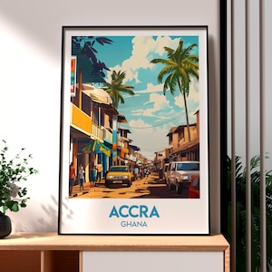 Accra Poster - Ghana Print - Accra Travel Wall Art - Africa Travel Art - Ghana Art - African Wildlife Poster - African City Art - Ghana Art
