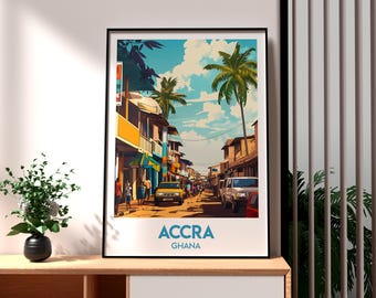 Accra Poster - Ghana Print - Accra Travel Wall Art - Africa Travel Art - Ghana Art - African Wildlife Poster - African City Art - Ghana Art
