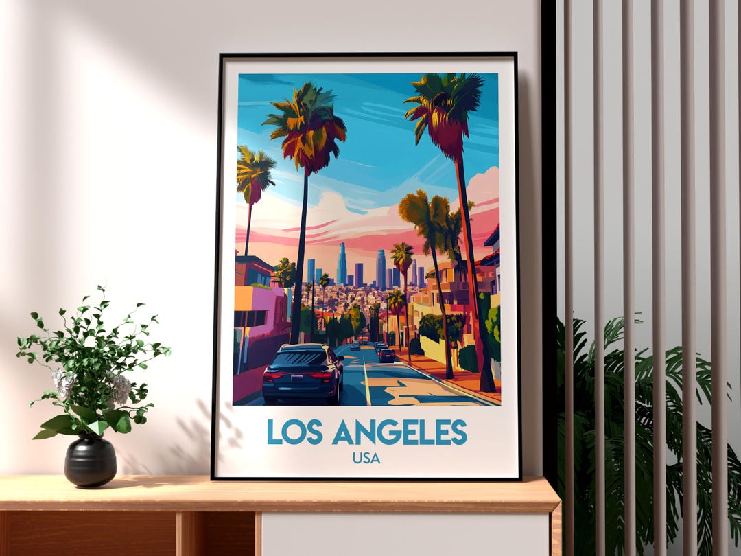 Los Angeles Travel Poster – Modern LA Wall Art Print - Etsy