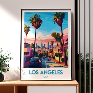 Los Angeles Poster - LA Wall Art - Los Angeles Print - USA Travel Print - Hollywood Wall Art - Los Angeles City Poster - US Poster Art