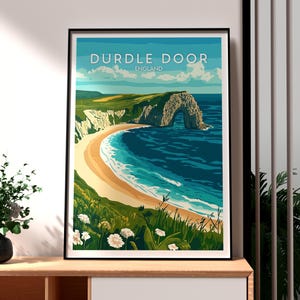 Durdle Door Print - Jurassic Coast Wall Art -  England Coast Poster - Travel Wall Art - Dorset Poster - Dorset Cliffs Art - UK AONB Poster
