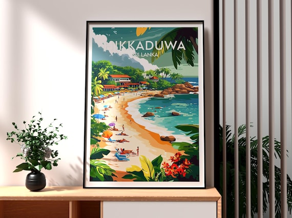 Hikkaduwa Sri Lanka Poster: Beach Travel Art Print - Etsy Israel