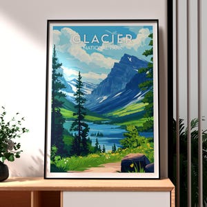 Glacier National Park Print - Montana Wall Art - Glacier National Park Poster - USA Wall Art - Gift for Traveller - USA Travel Print